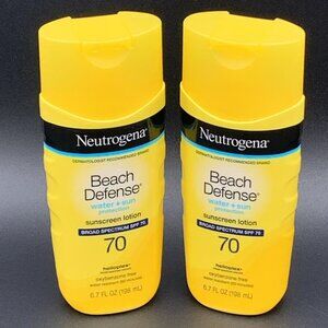 2X Neutrogena Beach Defense‎ Sunscreen Lotion SPF 70 - 6.7 Oz Each Exp 10/2027